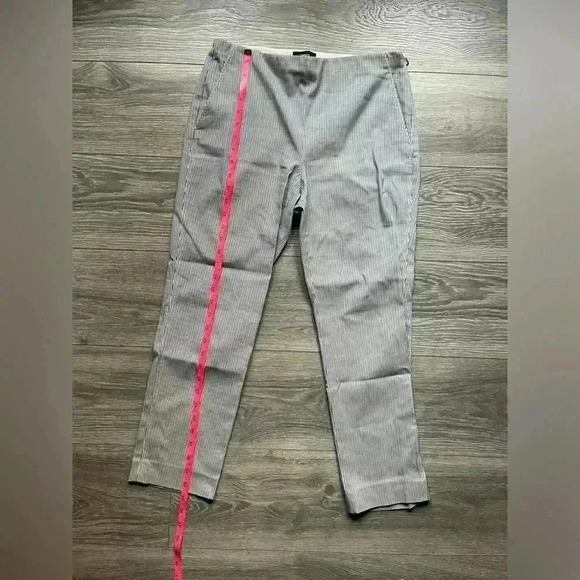 Theory Blue Gray Vertical Stripe Side Zip Career Office Cropped Womens 6 Pants - Picture 7 of 8